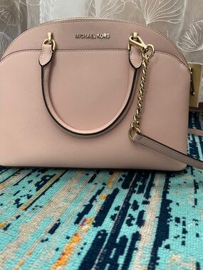 Michael Kors Blush Pink Saffiano Satchel with Gold Hardware